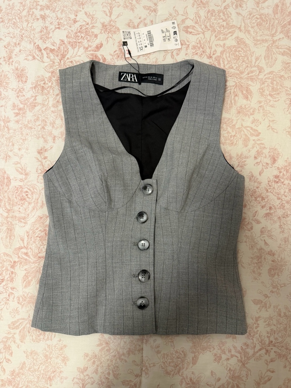 Zara Light Gray Pinstripe Top